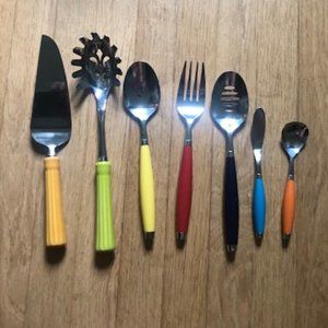 7 piece Fiesta Serving Utensils - pie/cake, pasta, butter, slotted spoon & more